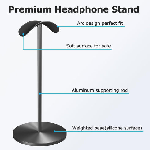 Headphone Holder Stand for Desk, Gaming Headset Stand with Solid Heavy Base, Hook for All Headphone Sizes, Gaming Desk Accessories, Easy to Instal...
