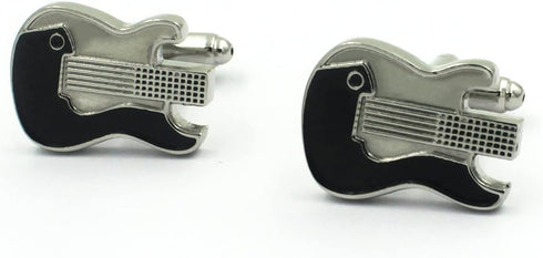 Guitar Music Shirt Silver Tie Clip and Cufflinks Set...