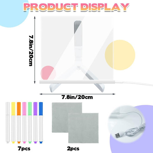 LED Note Board with Colors, 2024 New Glowing Acrylic Message Marker Board, Light up Dry Erase Board with Stand as a Glow Memo Letter Board Note Gl...