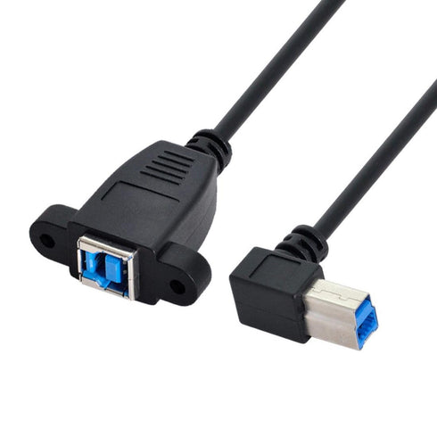 chenyang Printer Cable,USB 3.0 Type B Male to Female 90 Degree Angled Extension Cable with Panel Mount Screws for Printer, Hard Disk 50cm...