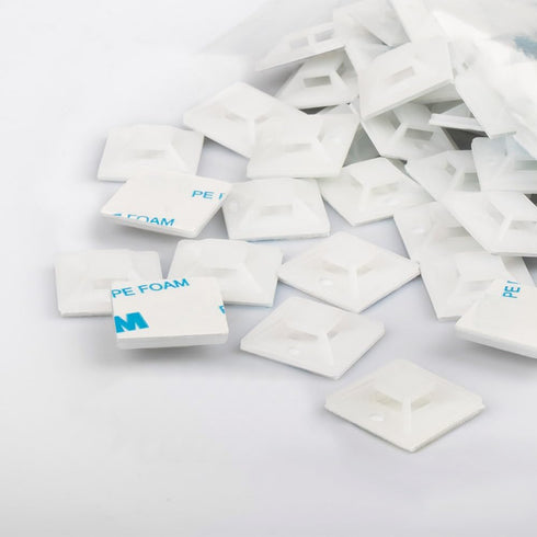 Cable Tie Mounts - Small Zip Tie Adhesive Mount, 3/4in 100pcs White. Wires Zip Tie Adhesive-backed anchors for Pedal Board Cable Management Outdoo...