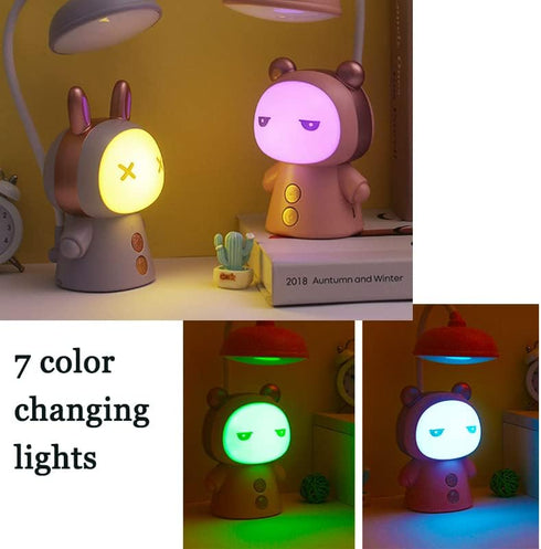 Cartoon Led Desk Lamp Learning Folding Rechargeable Eye Protection Student Children Fun Cute Reading Night Light Bedside Gradient...