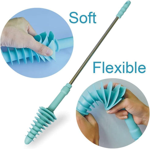 HOMEGOAL Toilet Plunger, Siphon Type Toilet Clog Remover, Flexible Rubber Head Stainless Steel Handle, Toilet Dredge Tool, Squeegee (Blue)...