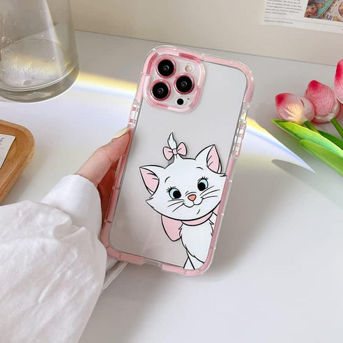 Clear Transparent Soft TPU Light Up in The Dark Case for Apple iPhone 15 Pro Max Cat Kitty Kitten Bow Baby Pink Color Bow Cartoon Anime Cute Lovel...