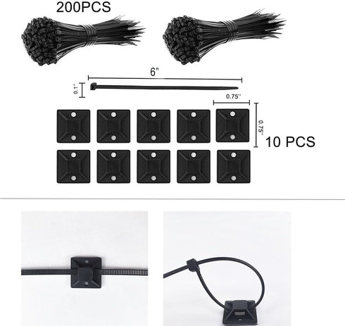 273PCS Cable Management Kit, 4 Cable Split Sleeves,9 Cable Holder,38 Cord Clips, 2 Roll Fastening Tape, 10 Adhesive Wall Cable Tie,10 Reusable Cab...