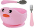 Silicone Toddler Bowl with Suction Plus Baby Spoon and Fork Gift in Carton Duck Style as Child Snack Eating Utensils for Your Infant Solid Food Se...