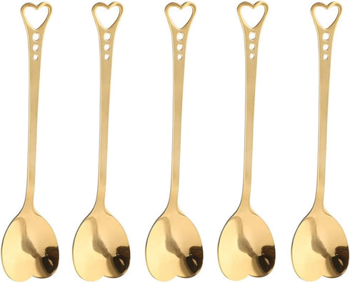 10-Piece Heart-Shaped Stainless Steel Dessert Spoon Set for Home, Restaurant, Cafe, and Bar - Elegant Design, Multi-Functional Usage, and Durable ...