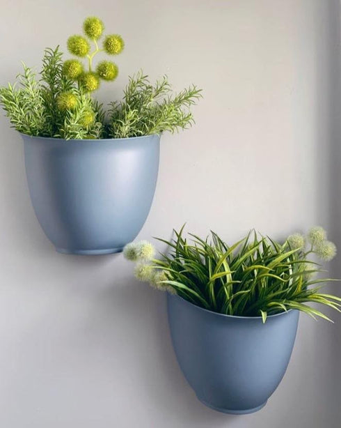 The HC Companies 8 Inch Garden Wall Planter - Plastic Hanging Plant Pot for Indoor Outdoor Flowers, Herbs, Slate Blue...