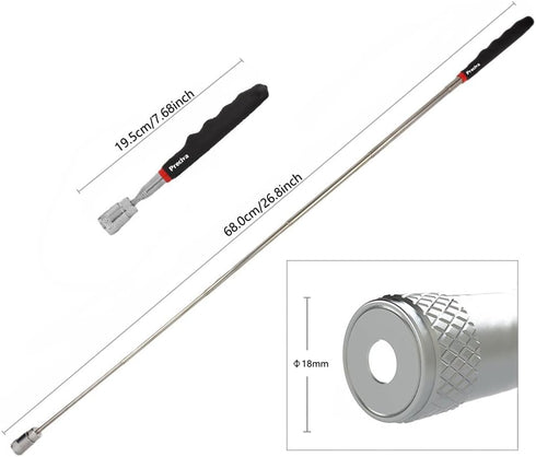 Magnetic Telescoping Pick Up Tool, Preciva Magnetic Picking Tool with LED Flashlight Retriever Wand 19.5 to 68 CM Telescopic Magnet Stick(ONE PACK...