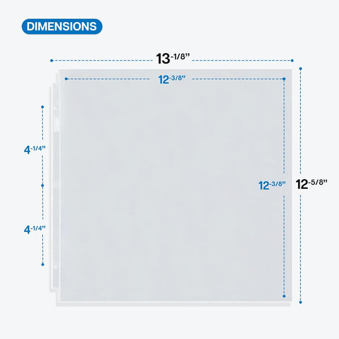 Dunwell Scrapbook Refill Pages 12x12 - (10 Pack) Super Heavyweight, Fits 3 Ring Scrapbooking Binders 12 x 12, Standard 12x12 Photo Album Refill Pa...