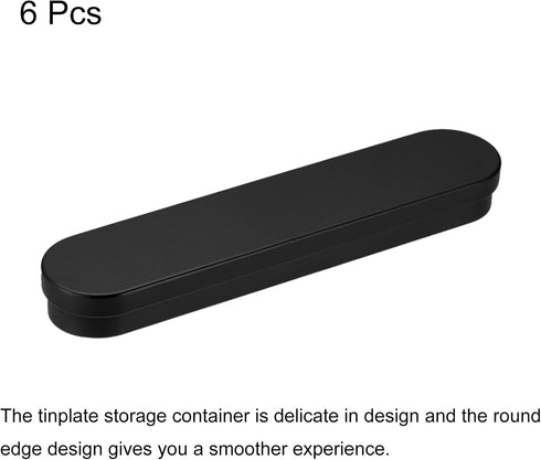 uxcell Metal Hinged Tin Box, 6pcs 6.89" x 1.5" x 0.79" Empty Tinplate Portable Storage Container with EVA Foam, Black, for Home Organizer, Candles...
