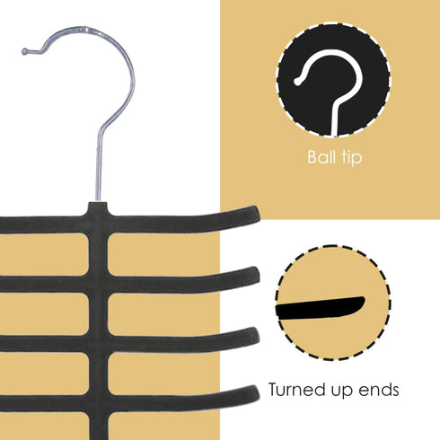 Home Basics 3-Pack Non-Slip Velvet Tie Hanger Organizer Rack 360° Rotatable Hook | Holds 12 Ties Each | Versatile for Belts and Scarves | Slim Des...