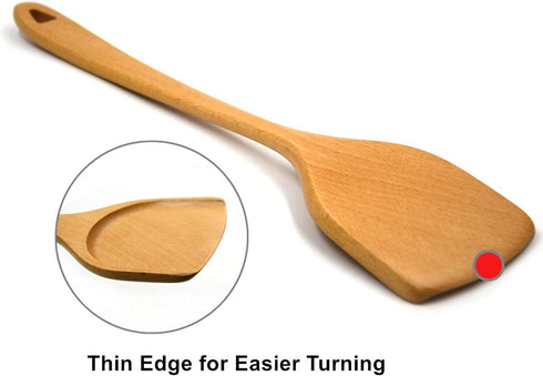 Bamber Wooden Wok Spatula Set Wood Turner with Long Handle for Non Stick Cookware...