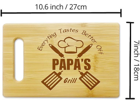 Everything Tastes Better Off Papa's Grill-Cutting Boards for Kitchen,Cute Bamboo Cutting Board,Papa Dad Cooking Gifts,Gifts for PAPA 10.6x7 Inch...