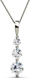 Cate & Chloe Willow Eternal 3 Stone Pendant Necklace, Women's 18k White Gold Plated Necklace with Crystals, 3 Beautiful Sparkling Crystal Stones S...