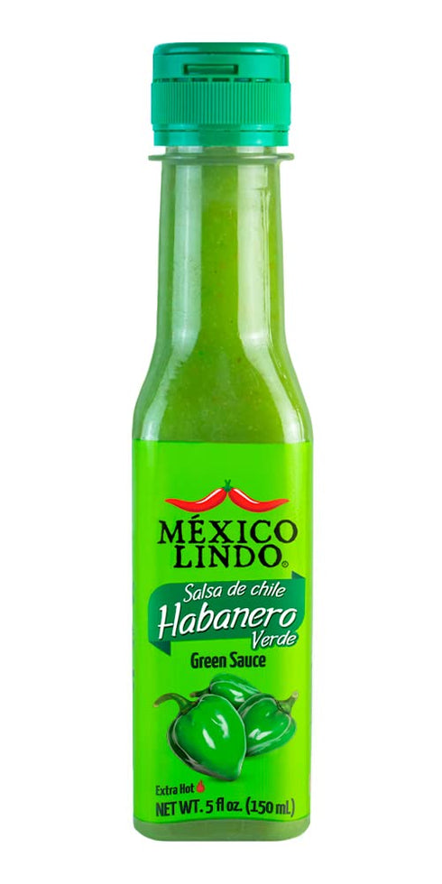 Mexico Lindo Green Habanero Hot Sauce | Real Green Habanero Chili Pepper | 75,900 Scoville Level | Enjoy with Mexican Food, Seafood & Pasta | 5 Fl...