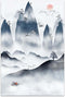 Landscape Painting Chinese Style Poster, Natural Tranquility Watercolor Landscape Mountain Canvas Wall Art, Modern Botanical Wall Art 12x18in...
