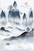 Landscape Painting Chinese Style Poster, Natural Tranquility Watercolor Landscape Mountain Canvas Wall Art, Modern Botanical Wall Art 12x18in...