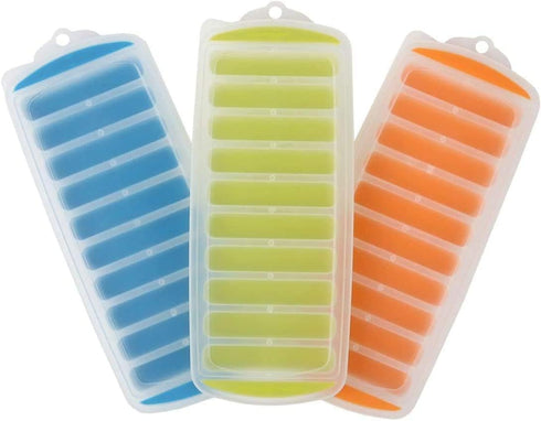 Water Bottle Silicone Ice Cube Tray by Lily's Home - 3-Piece Quick-Freeze Ice Trays with 10 Ice Cube Slots – Silicone Ice Cube Tray Set Makes 30 I...
