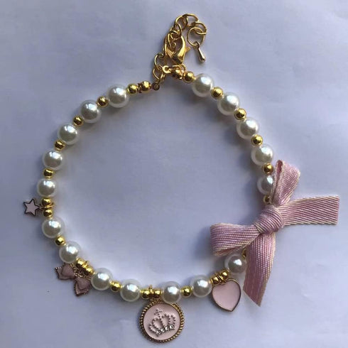 Fashion Pet Necklace Cat Pearl Crown Collar Accessories Ornaments Pet Cat Teddy Collar Pearl Jewelry Collar...