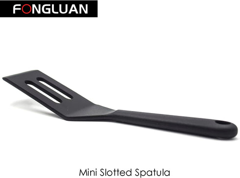 Pack of 2 Mini Silicone Turner/Spatula,Heat Resistant & Non Stick Kitchen Small Spatulas for Cooking & Serving,Black...