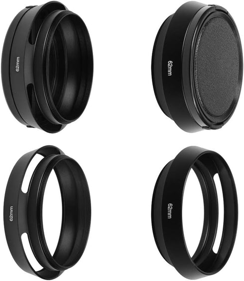 SIOTI 62mm Lens Hood, Matte Treatment Inside, Aluminum Material, Compatible with All Camera Lens S/C/N/F/O/P etc.(62mm)...