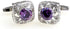 Purple Crystal Pair Cufflinks in a Presentation Gift Box & Polishing Cloth...