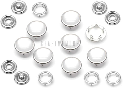 CRAFTMEMORE 20 Sets 10.5MM Cloudy White Pearl Snaps Fasteners Pearl-Like Button for Western Shirt Clothes Popper Studs (Cloudy White)...