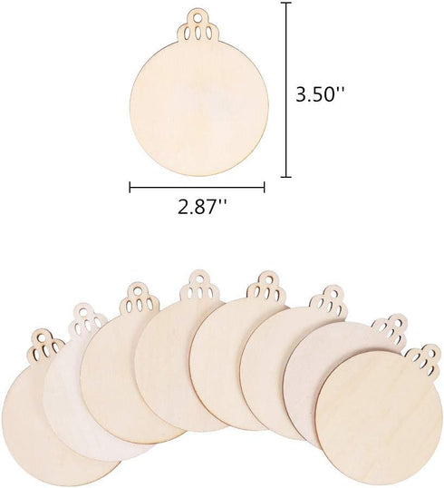 Max Fun 60PCS 3.5" DIY Wooden Christmas Ornaments Unfinished Predrilled Wood Slices Circles for Crafts Round Centerpieces Discs Holiday Hanging De...