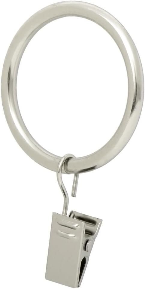 Ivilon Drapery Curtain Clip Rings - Clips Ring for Curtain Panels 1.7", Set of 14 - Brushed Nickel...