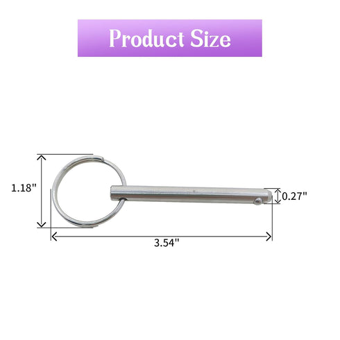 YXQ 2 Pcs Quick Release Pin, Diameter 1/4"(6.3mm), Overall Length 2.56"(65mm), Usable Length 2"(51mm), Full 316 Stainless Steel, Bimini Tops for B...