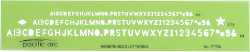 Pacific Arc Modern Bold Lettering Template Guide, with 1/8 to 1/4 Inch Letters...