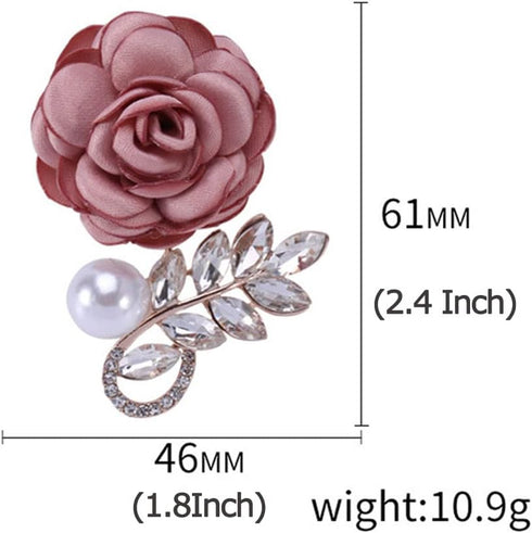 Rose Flower Brooch Pins Fabric Pin Handmade for Women and Men Floral Bridal Wedding Christmas Party Valentine’s Day Wife Mom Gift, Pink...