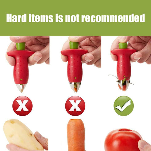 Strawberry Huller Fruit Slicer Set, Berry Stem Leaves Huller Gem Remover Removal Fruit Peeling Tool Kitchen Gadgets Corer Easy for Remove Strawber...