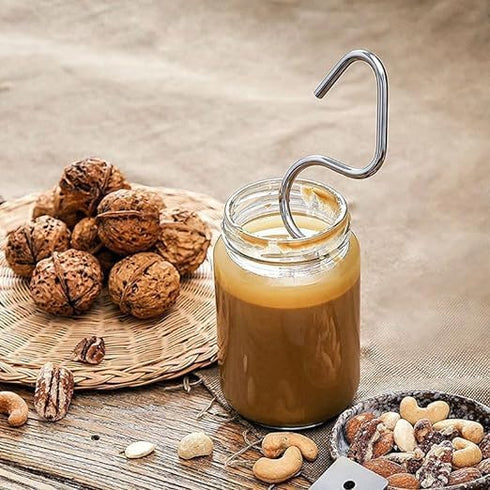 Peanut Butter Stirrer Mixer Tool Natural Nut Butter Mixer Stainless Steel Material Hand-Turned For Kitchen Tool(2pcs)...