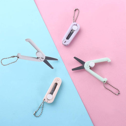 5PCS Mini Scissors with Key Chain,Stainless Steel Scissors Portable Girl Gift Scissors Hand Scissors Folding Design Office School Supplies Art Too...