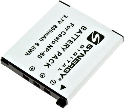 SDNP60 Lithium-Ion Rechargeable Battery - Ultra High Capacity (3.7V 800 mAh) - Replacement for Casio NP-60 Battery For Casio Exilim EX-FS10, EX-S1...
