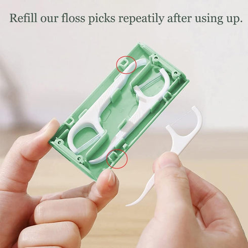 Portable Automatic Dental Floss Pick Organizer Case, Dental Floss Pick Dispenser Case with 10 Floss Picks. Floss Pick Holder Boxes for Teeth Clean...