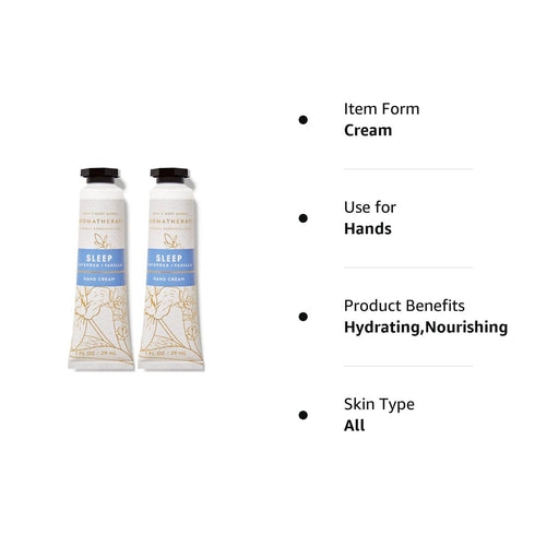 Bath & Body Works Lavender Vanilla Hydrating Hand and Body Cream 1.0 Fluid Ounce, 2-Pack (Lavender Vanilla)...