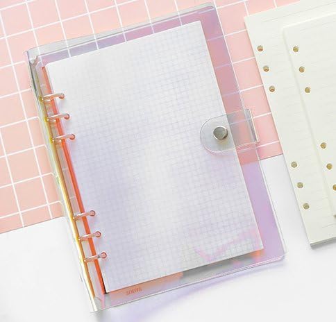 Index Tabs for A5/A6 6-Holes Cover Round Ring View Binder File Folder Loose Leaf Sheet Protectors Binder Cover Protector (Laser Cover, A5/21cm*15c...