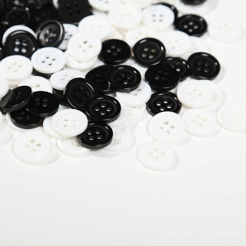 BaoQiu 15mm White Black Plastic Buttons 5/8 Inch Pack of 150 Pcs Sewing Resin Buttons Four Holes DIY Craft Buttons...
