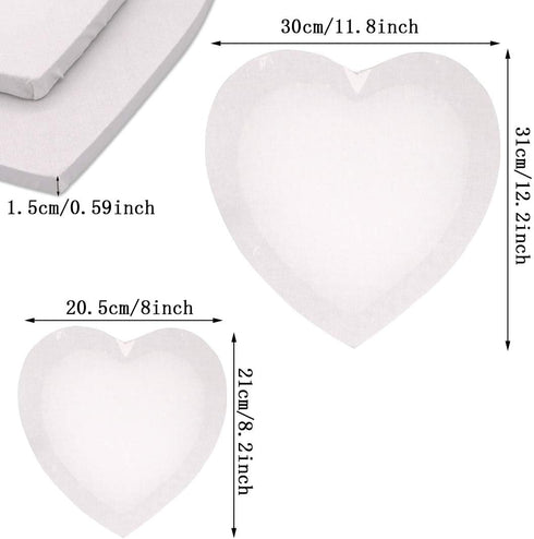 GGOUPTY Heart-Shaped White Canvas Board Stretched Canvas White Blank Canvas Frame Art Craft Set of 2 (8/12 inch) for Acrylilc Painting Oil Paint A...