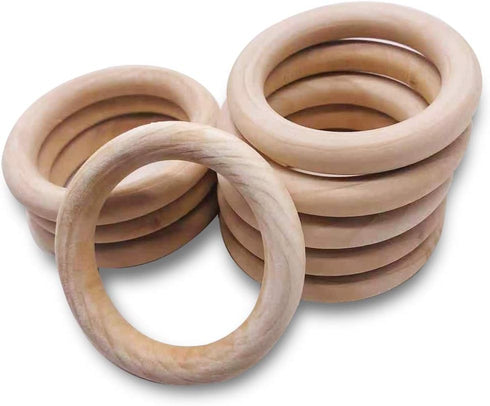 30Pcs Unfinished Wooden Rings Natural Wood Rings Without Paint 2.15"(55mm) for Craft DIY Ring Pendant Connectors Jewelry Making...