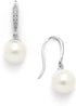 Mariell Pearl Drop Earrings, 8mm, French Wire Top with CZ Crystal for Bride, Wedding or Birthday Gift...