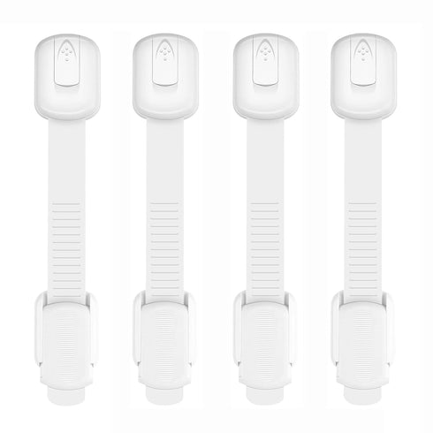Child Safety Strap Locks for Cabinet, Fridge, Ovens, Toilet, Drawer, Trash can etc with Strong Adhesive Not Easy to Fall Off, Adjustable Length, 4...