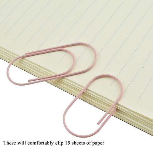 HAHIYO Paper Clips 2 inches (50mm) Length Pink Wide Paperclips Vinyl Coated Prevent Scratching Tearing The Pages Sturdy for Bookmark Organize Home...
