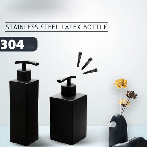1Pc Matte Black Soap Dispenser, Stainless Steel Bathroom Hand Soap Pump Dispenser Refillable Countertop Lotion Bottle for Kitchen and Bathroom 12o...