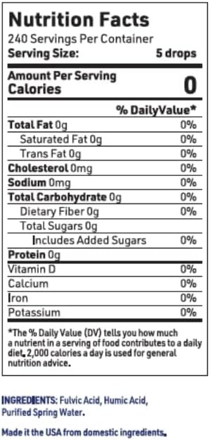Fulvic Humic Acid Ionic Trace Minerals with Electrolytes Liquid Supplement. 75+ Plant Derived Mineral Drops for Energy Boost and Hydration. Up to ...