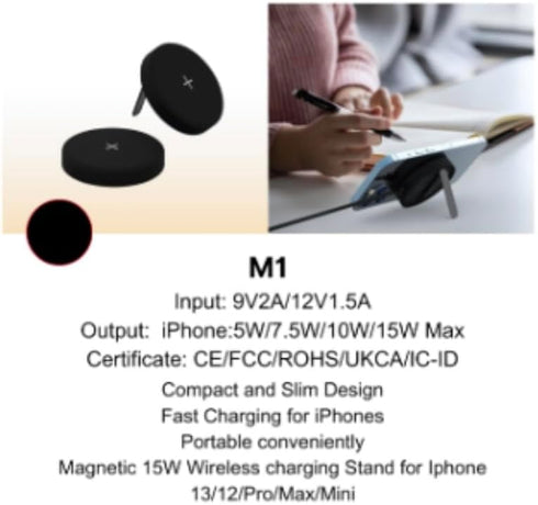 EDS M1 Wireless Charger, 15W Fast Phone AirPod Wireless Charging disc pad Compatible with iPhone 15/15 Plus/15 Pro Max/14/13/SE 2022/12/11/X/8 Sam...