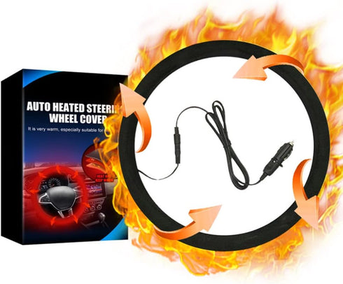 Heated Steering Wheel Cover 15" Steering Wheel Warmer 12V Heated Auto Steering Wheel Protector Cover for Winter Universal Fit Steering Wheel Outer...